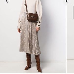 ba&sh Cream and Brown Midi Skirt